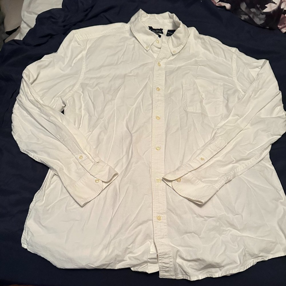 Chaps Mens Button Down Shirt White Size XXL Stretch Oxford
